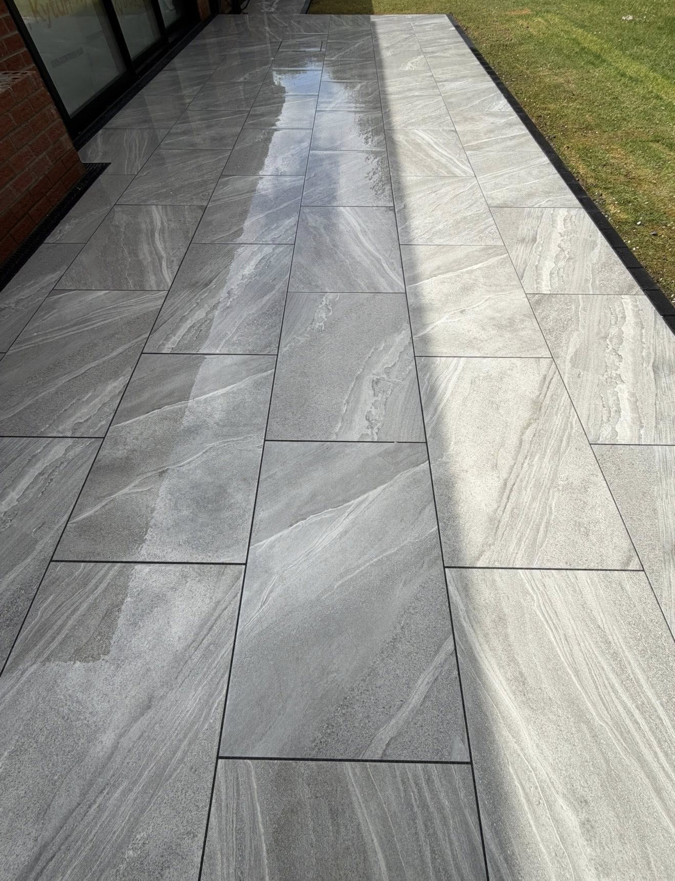 Porcelain patio installation South Cave — laid to correct levels and falls